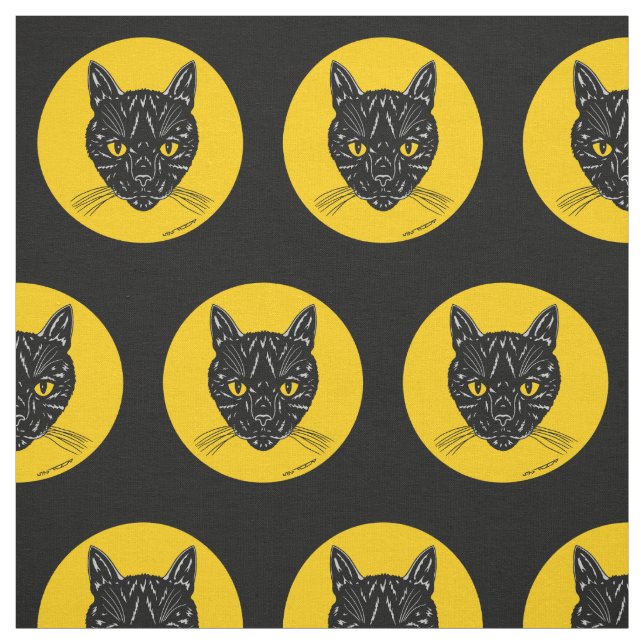 Tecido Rosto de Gato Preto (Modelo)