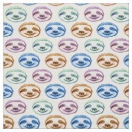 Tecido Rosto de preguiça caprichoso padrão aquarela multi