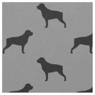 Tecido Rottweiler Cachorro Raça Silhouettes Cinzas e Pret