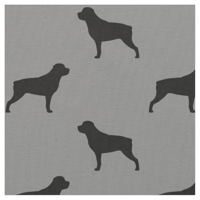 Tecido Rottweiler Cachorro Raça Silhouettes Cinzas e Pret (Detalhe)