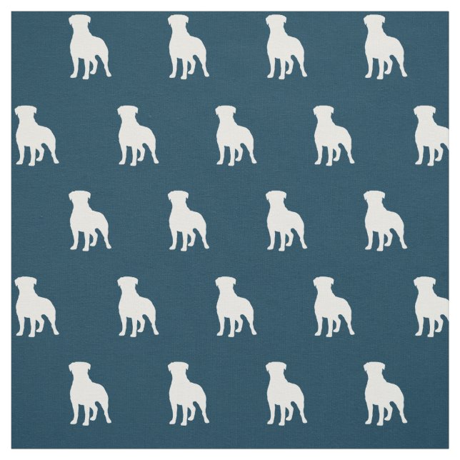 Tecido Rottweiler Cachorro Silhuettes Azul e Branco (Modelo)
