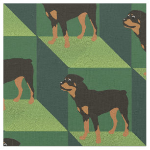 Tecido Rottweiler em cubos verdes