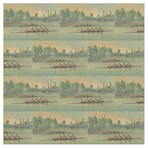 Tecido Rowers de Vintage Race de Barcos Ratas