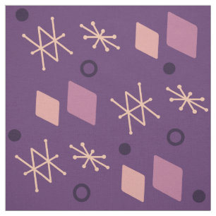 Tecido Roxo Abstrato Geométrico dos anos 50