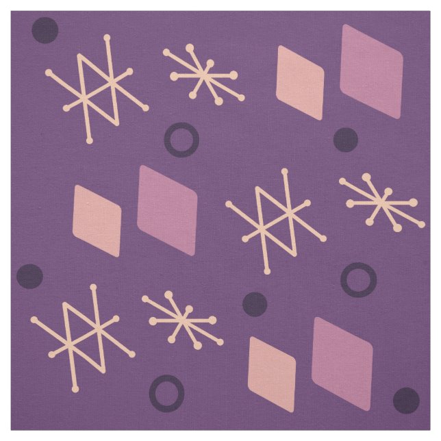 Tecido Roxo Abstrato Geométrico dos anos 50 (Modelo)