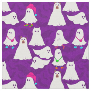 Tecido roxo de cão fantasma de halloween