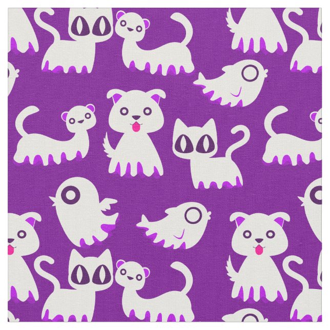 Tecido roxo de cão-furão-fantasma de halloween (Detalhe)