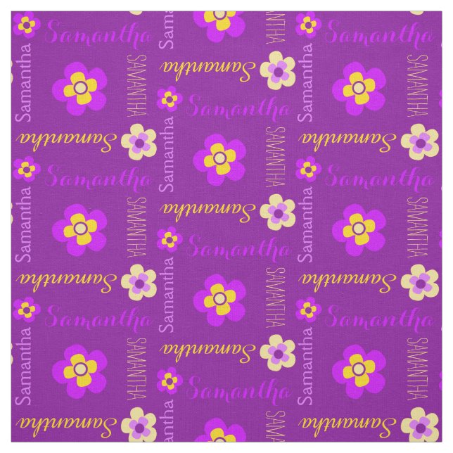 Tecido roxo de texto de nome personalizado da flor (Modelo)