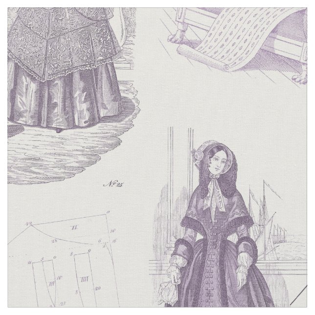 Tecido Roxo e branco franceses de Toile da forma do (Detalhe)