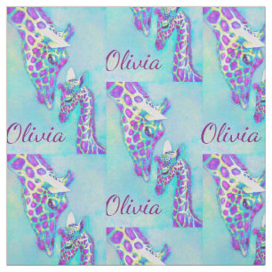 Tecido roxo e girafas do aqua personalizados