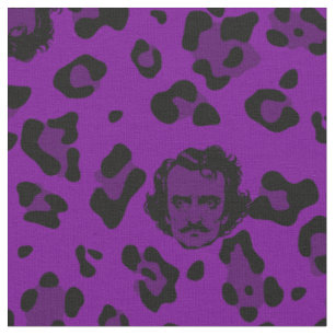 Tecido roxo halloween Edgar Allan Poe impressão de leopar