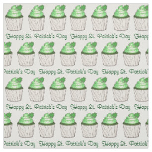 Tecido Rua Feliz, Cupcake de Shamrock Verde do Dia de Pat