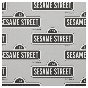 Tecido Rua Sésamo   Logotipo B&W