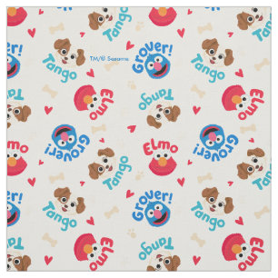 Tecido Rua Sésamo   Padrão Tango, Elmo e Grover