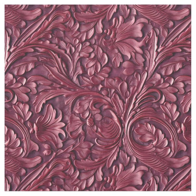 Tecido Rustic burgundy tooled leather (Detalhe)
