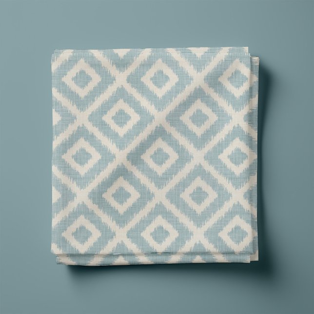 Tecido Rustic Linen Beige e Blue Ikat Diamantes (Criador carregado)