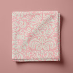 Tecido Rustic Linen Beige e Pink Floral Damask