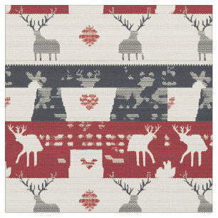 Tecido Rustic Nordic Reindeer & Snowflake   Padrão do kit