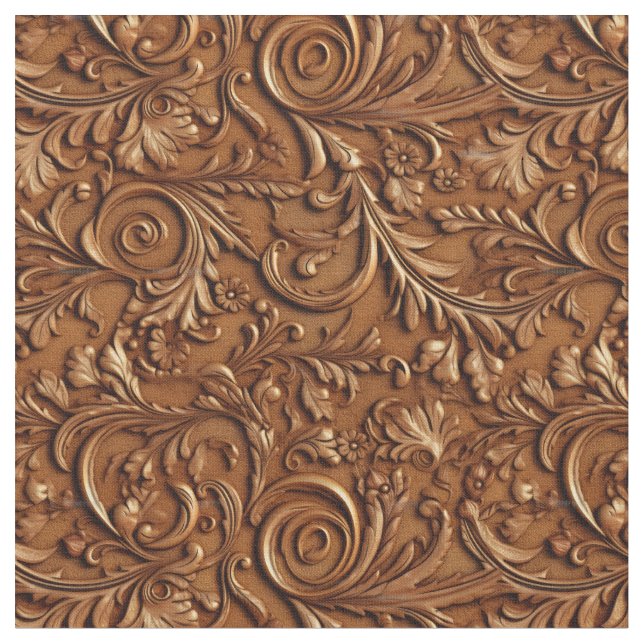Tecido Rustic saddle brown tooled leather (Detalhe)