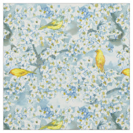 Tecido Saffron Finch Warbler Birds Blooming Fruta