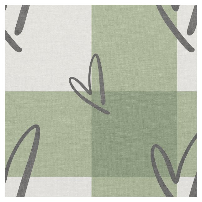 Tecido Sage Green Heart Gingham Combed Cotton  (Detalhe)
