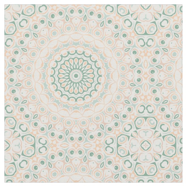Tecido Sage Verde e Padrão Mandala Pêssego (Detalhe)