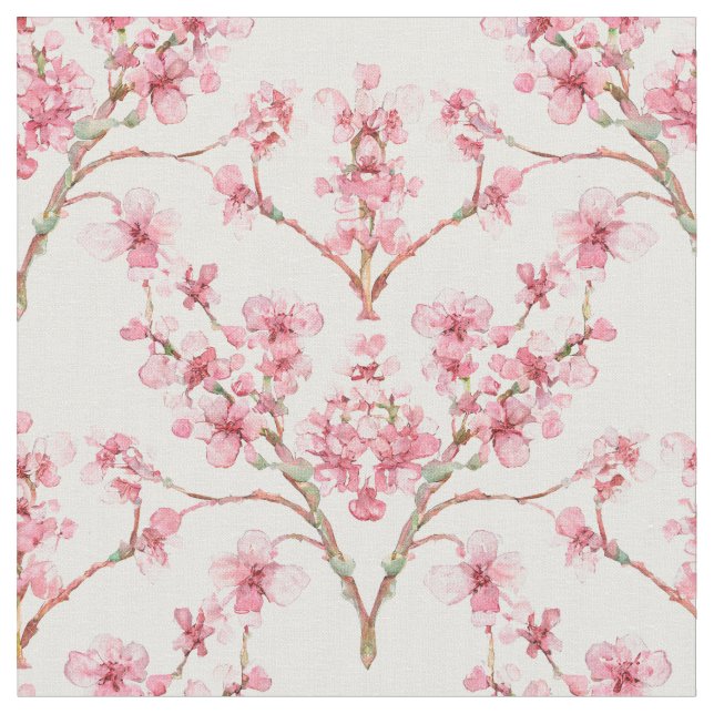 Tecido Sakura Cherry Blossom Damask Watercolor (Detalhe)