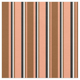 Tecido Salmão Claro, Castanho, Branco e Preto Colorido