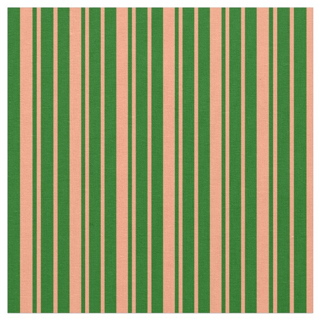 Tecido Salmão Claro e Padrão Verde Escuro de Stripes (Detalhe)