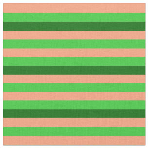 Tecido Salmão claro, Verde limão e faixas verdes escuras