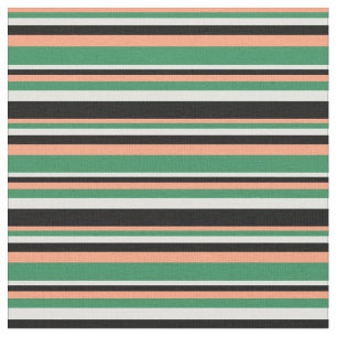 Tecido Salmão Claro, Verde-Mar, Cio-Luz e Linhas Negras