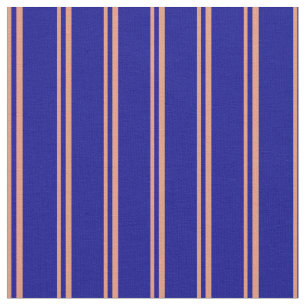 Tecido Salmão Escuro e Padrão Azul Escuro Vinculado/Strip