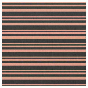 Tecido Salmão Escuro e Padrão Preto de Stripes