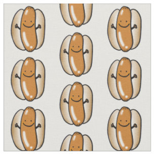 Tecido salsicha do cachorro quente do assado dos desenhos