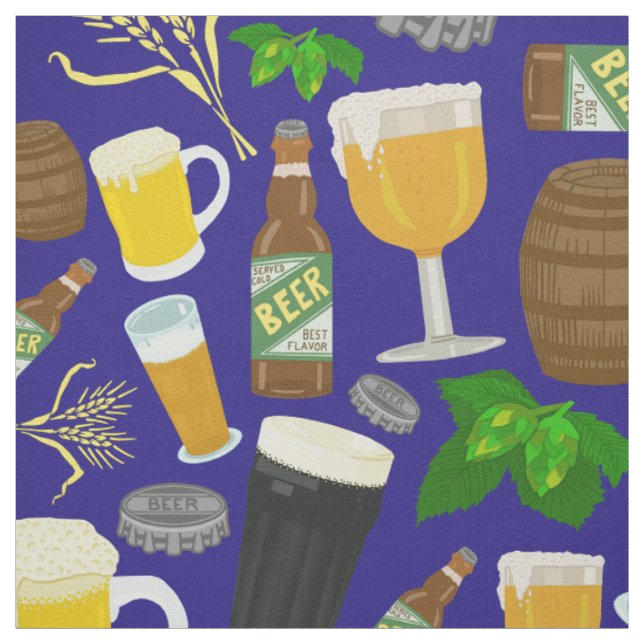 Tecido Saltos de garrafa de vidro de cerveja e azul-padrã (Modelo)