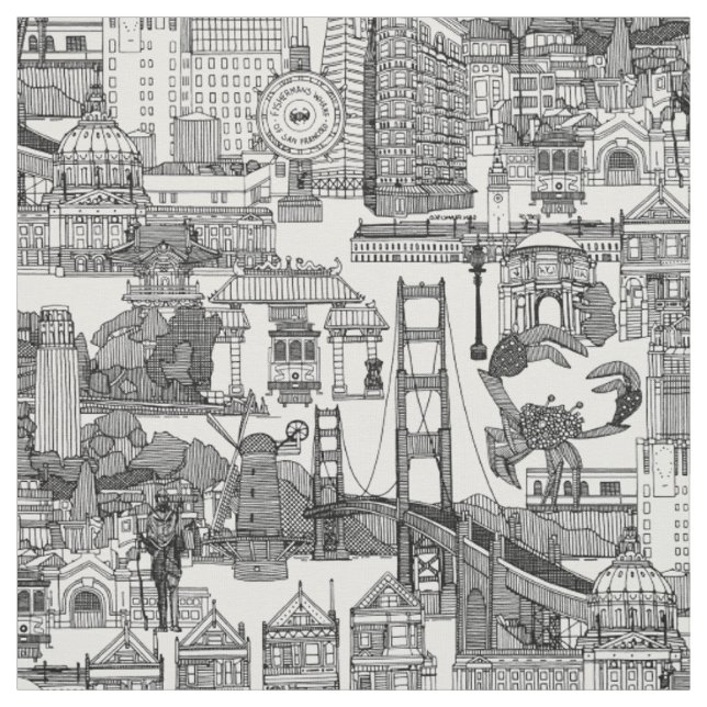 Tecido San Francisco toile preto branco (Modelo)