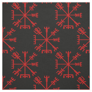 Tecido Sangue Red Vegvísir (Viking Compass)