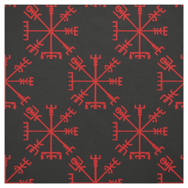 Tecido Sangue Red Vegvísir (Viking Compass) (Modelo)