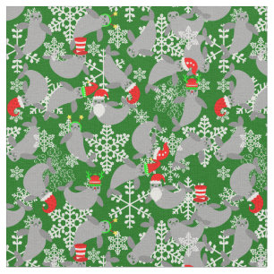 Tecido santa claus christmas manatee verde
