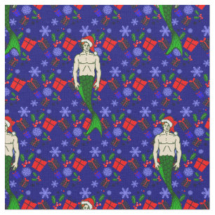 Tecido santa claus redhead merman feio xmas mermaid prese