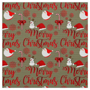 Tecido Santa Claus Snowman Candy Cane Christmastide