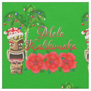 Tecido Santa Claus Tiki Mele Kalikimaka