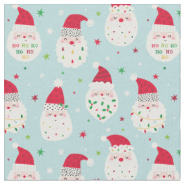 Tecido Santas bonitas com barbas festivas de azul claro