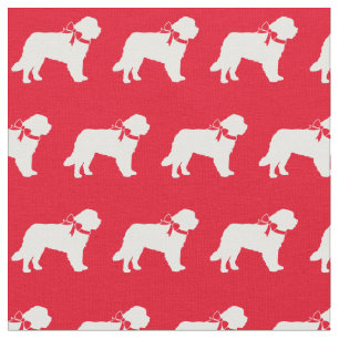 Tecido Santo Bernard Dog Silhouette Pet Red