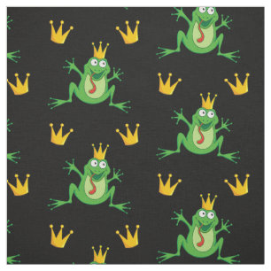 Tecido Sapo Príncipe com Padrão de Crowns