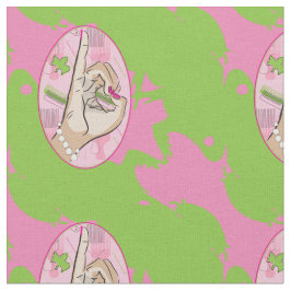 Tecido sapo rosa e verde