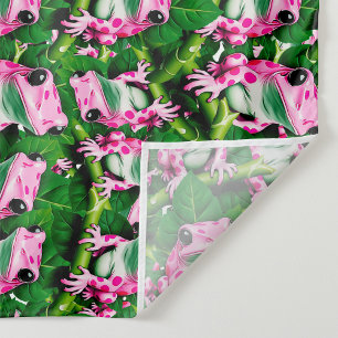 Tecido Sapo Rosa No Padrão De Folha Verde Design