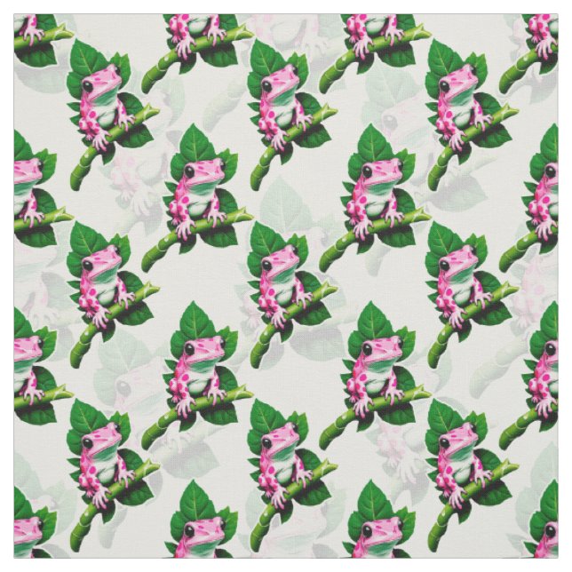 Tecido Sapo Rosa No Padrão De Folha Verde Design (Modelo)