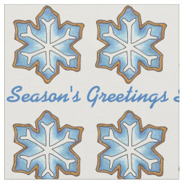 Tecido Saudações de Natal Azul Neve Floco de Neve