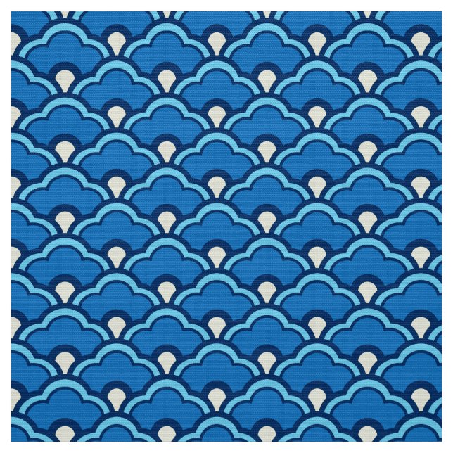 Tecido Scallops de Deco, azul de oceano e índigo chineses (Modelo)
